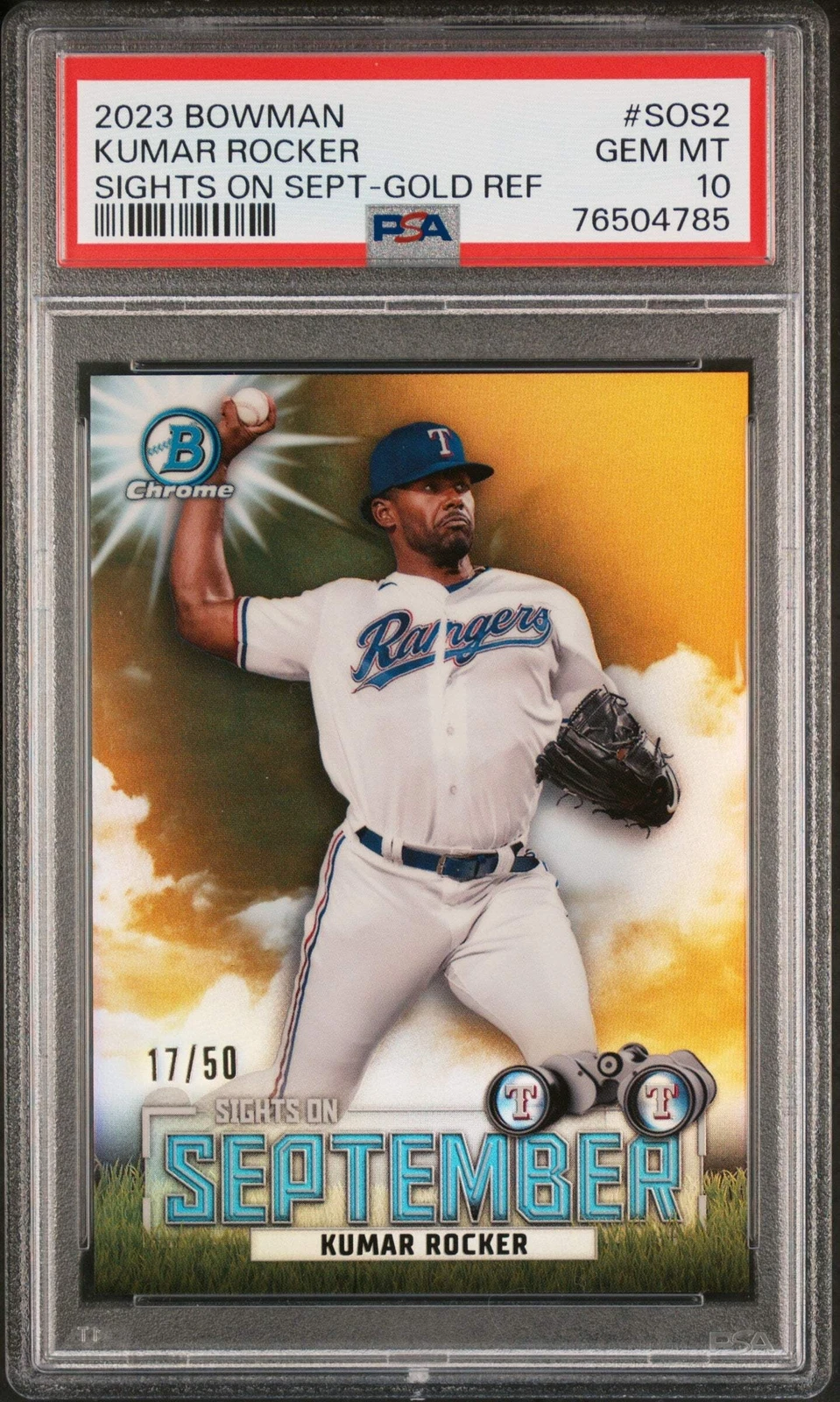 Graded 2023 Topps Bowman Kumar Rocker #SOS2 Gold REF #/50 Rookie Card PSA 10