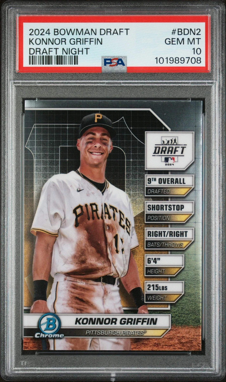 Graded 2024 Topps Bowman Draft Konnor Griffin #BDN2 Draft Rookie RC Card PSA 10