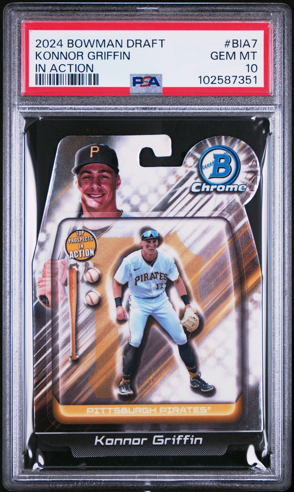 Graded 2024 Bowman Draft Konnor Griffin #BIA7 In Action RC Baseball Card PSA 10