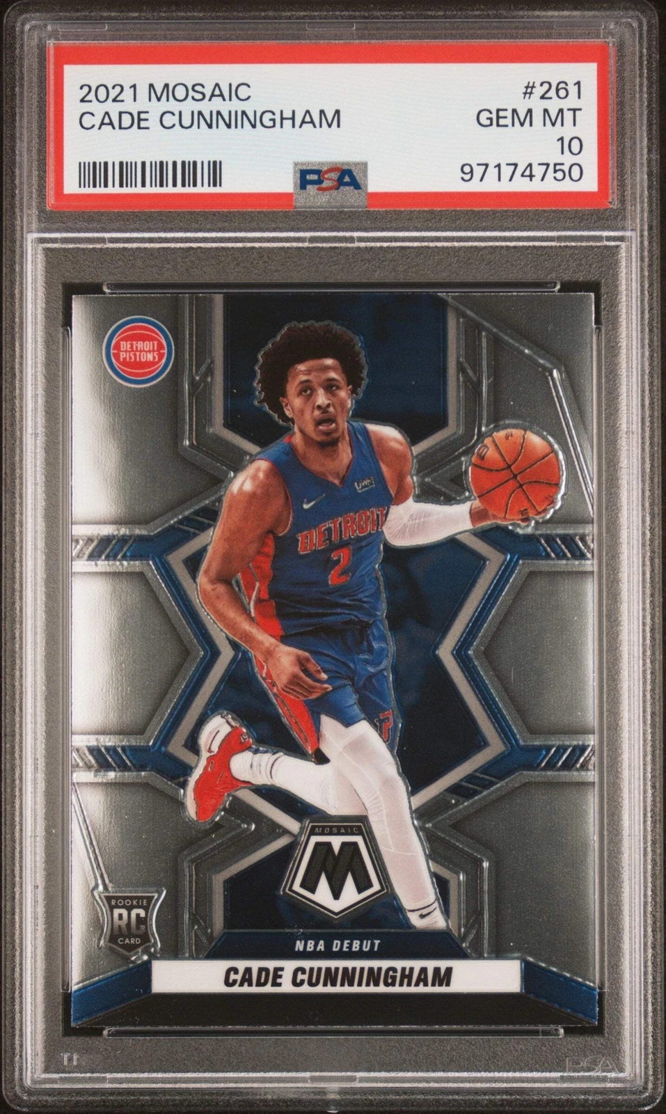 Graded 2021 Panini Mosaic Cade Cunningham #261 Rookie RC Basketball Card PSA 10