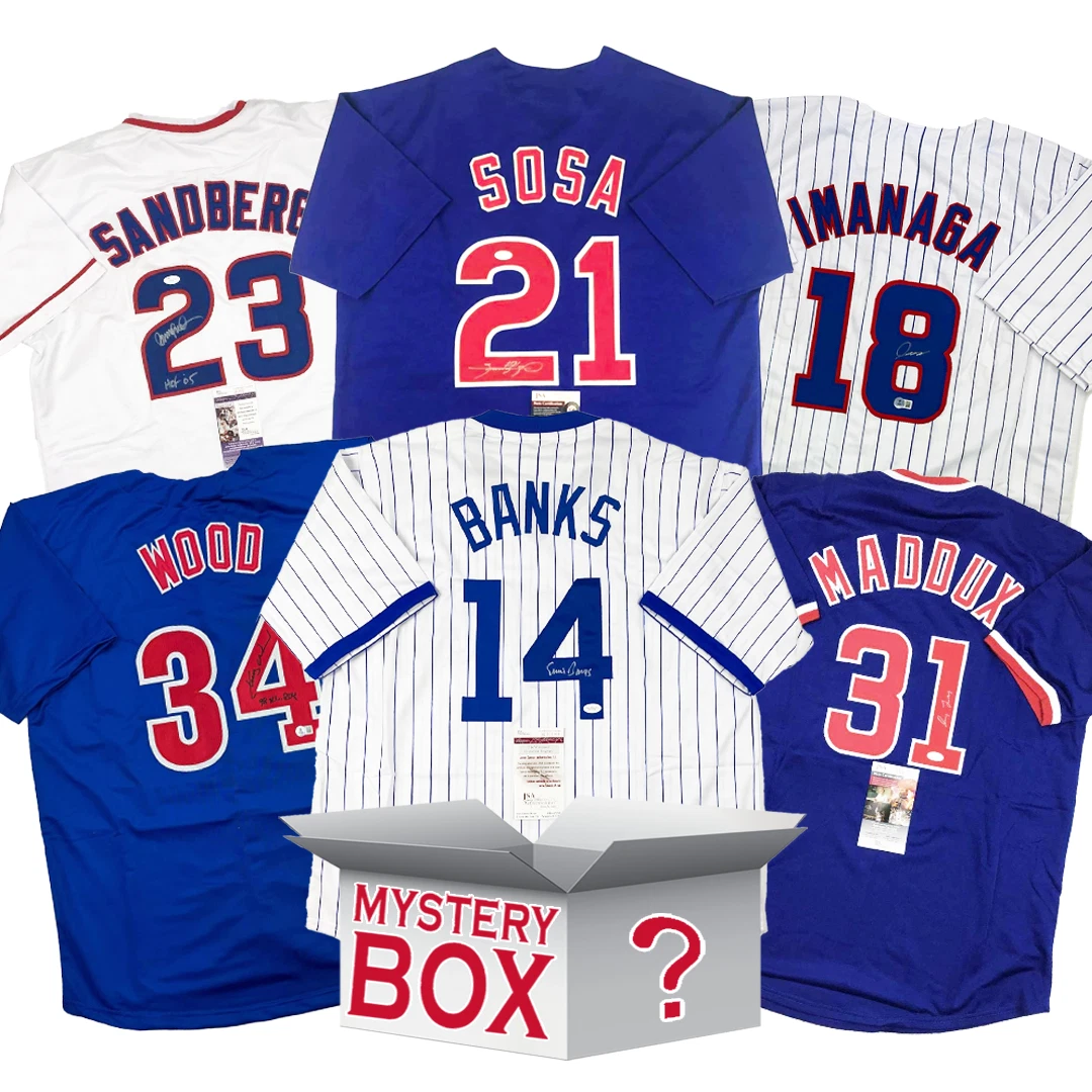 Autographed/Signed Chicago Baseball Jersey Mystery Box PSA JSA or Beckett COA