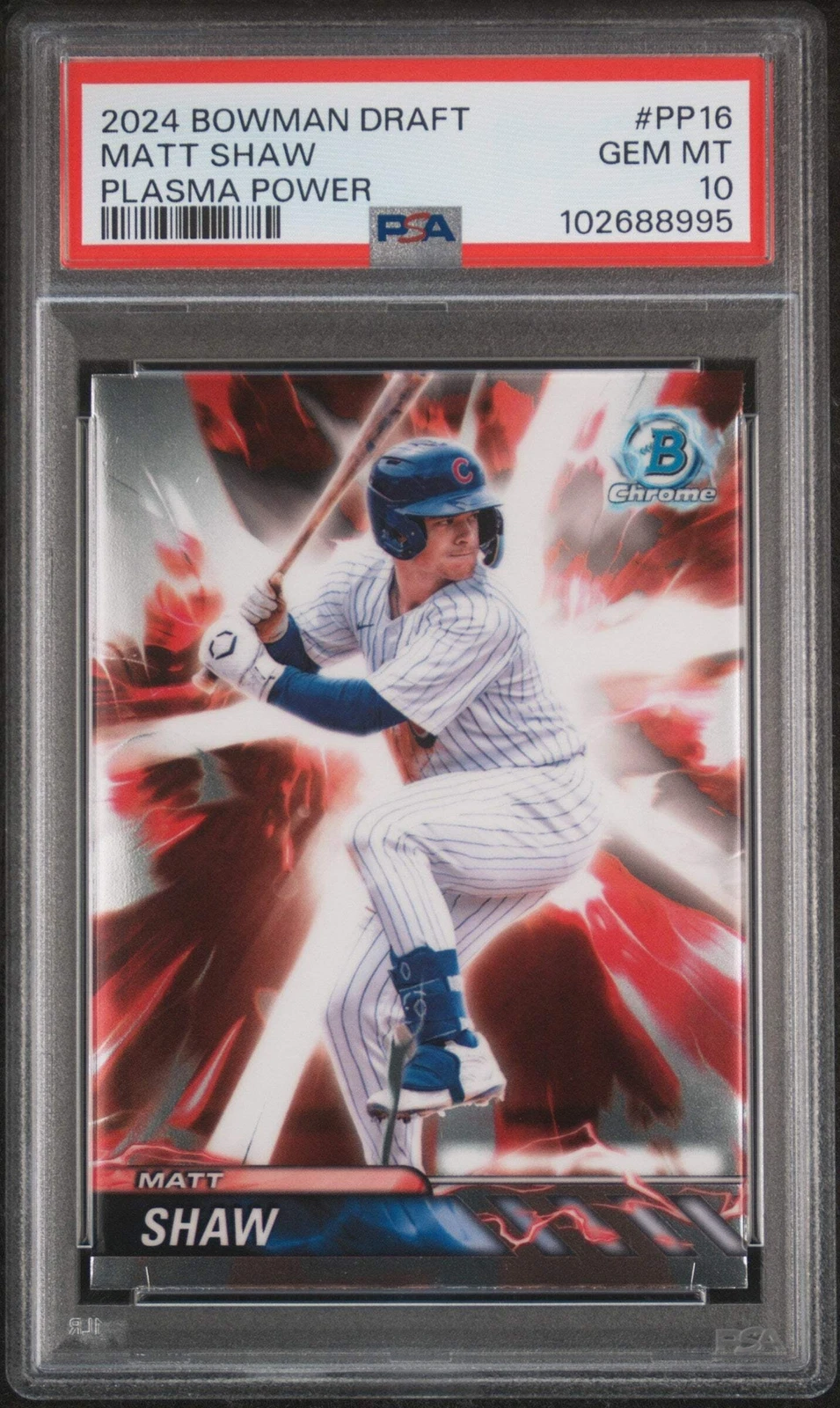 Graded 2024 Topps Bowman Draft Matt Shaw #PP16 Plasma Power Baseball Card PSA 10