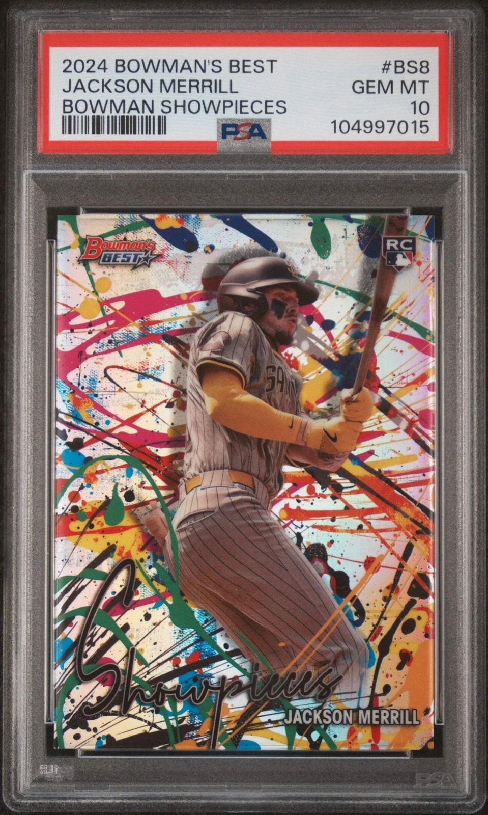 Graded 2024 Bowmans Best Jackson Merrill #BS8 Showpieces RC Baseball Card PSA 10