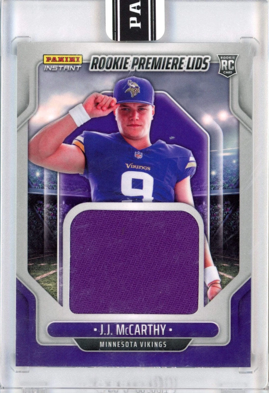 2024 Panini Instant JJ McCarthy #RPL18 Rookie Premiere Lids /10 RC Football Card