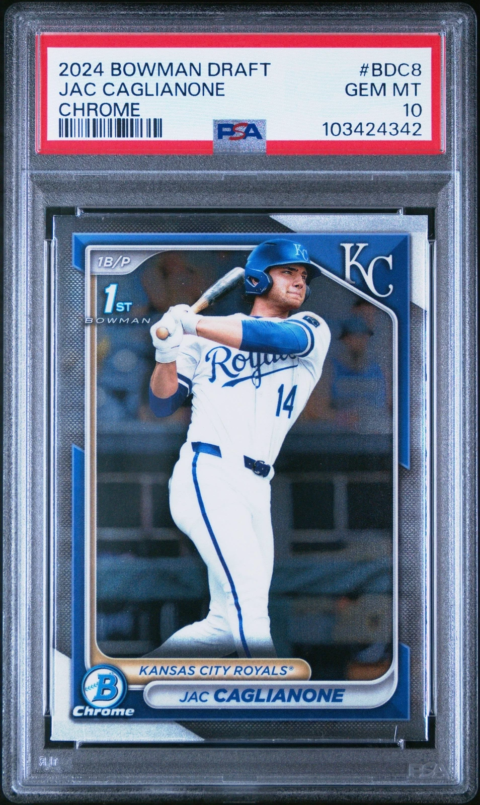 Graded 2024 Bowman Draft Jac Caglianone #BDC8 Chrome Rookie Baseball Card PSA 10