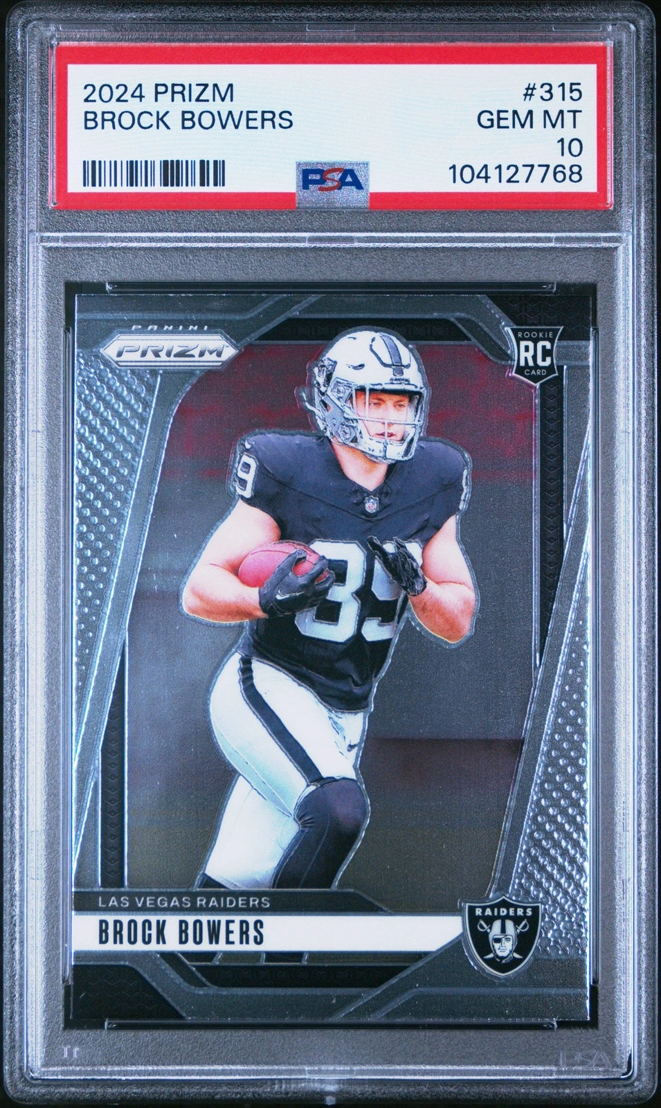 Graded 2024 Panini Prizm Brock Bowers #315 Rookie RC Football Card PSA 10 Gem