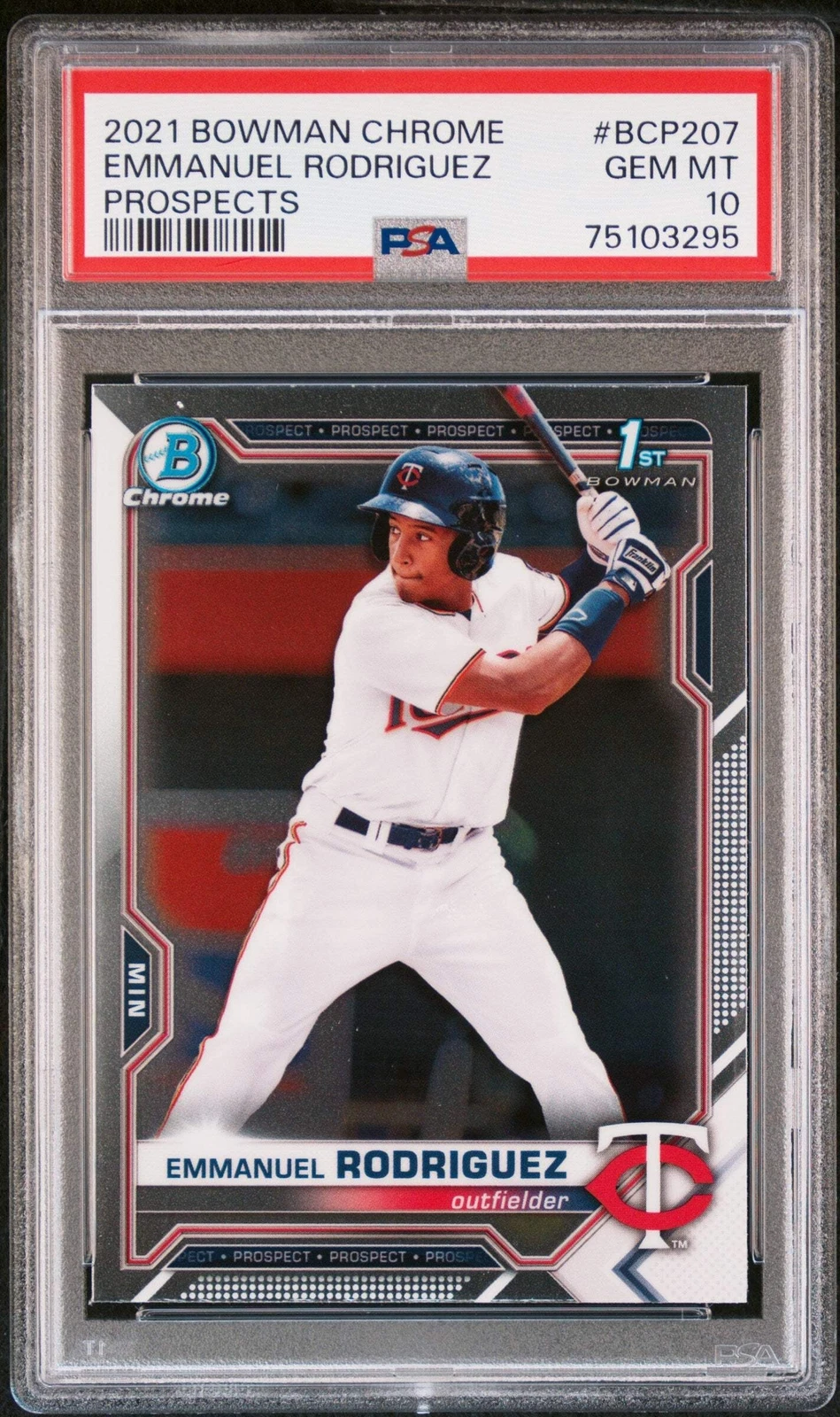 Graded 2021 Bowman Chrome Emmanuel Rodriguez #BCP207 RC Baseball Card PSA 10