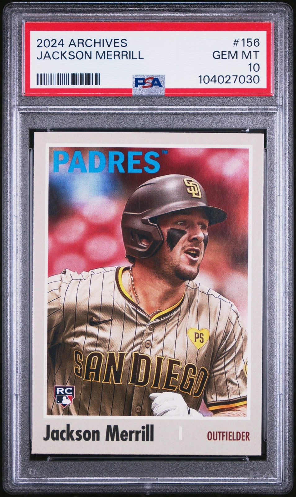 Graded 2024 Topps Archives Jackson Merrill #156 Rookie RC Baseball Card PSA 10