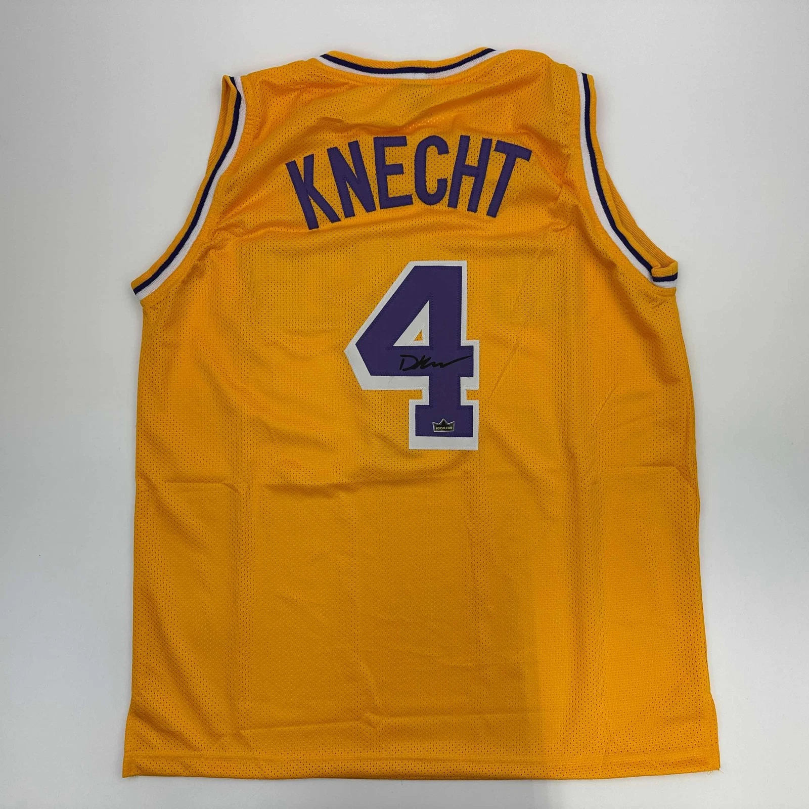 Facsimile Autographed Dalton Knecht Los Angeles LA Yellow Reprint Jersey Mens XL