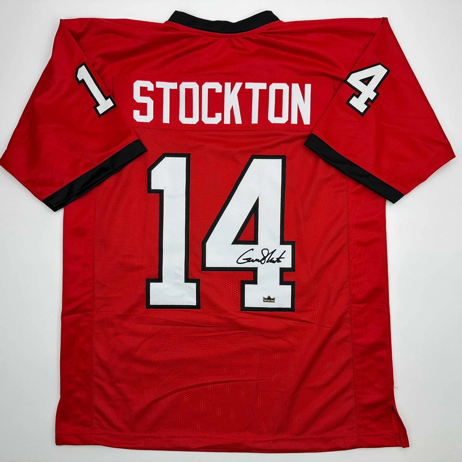 Facsimile Autographed Gunner Stockton Georgia Red Reprint Jersey Size Men's XL