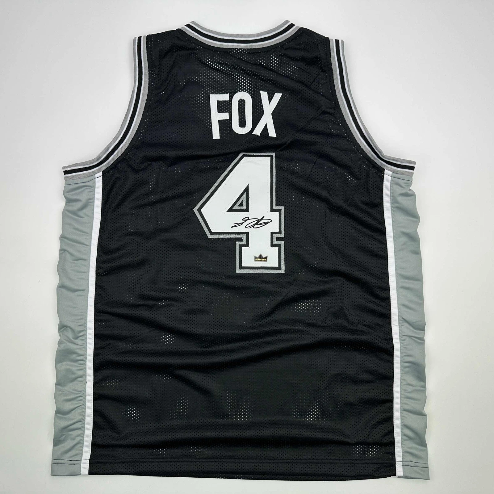 Facsimile Autographed De'Aaron Fox San Antonio Black Reprint Jersey Size Mens XL