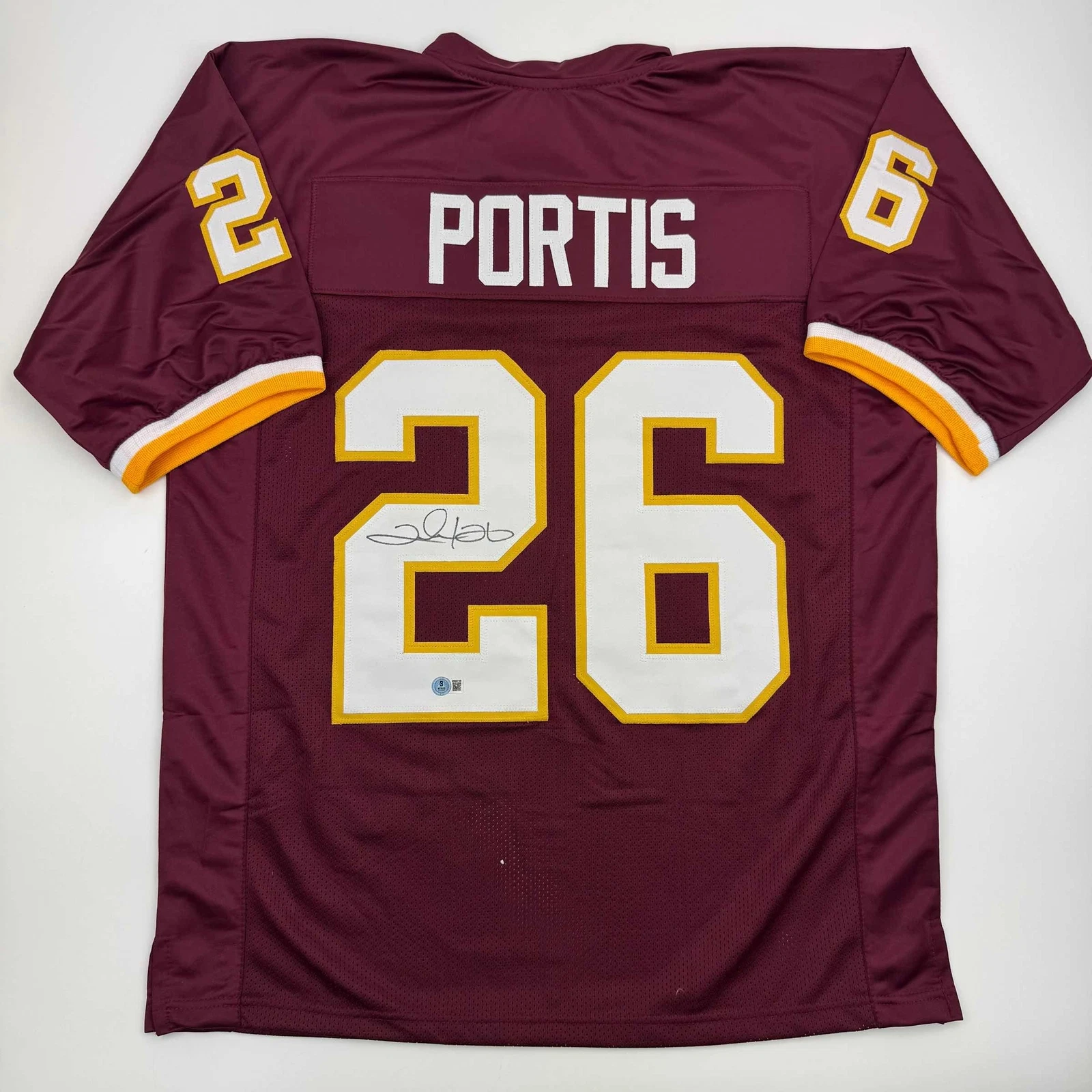 Autographed/Signed Clinton Portis Washington Burgundy Football Jersey BAS COA