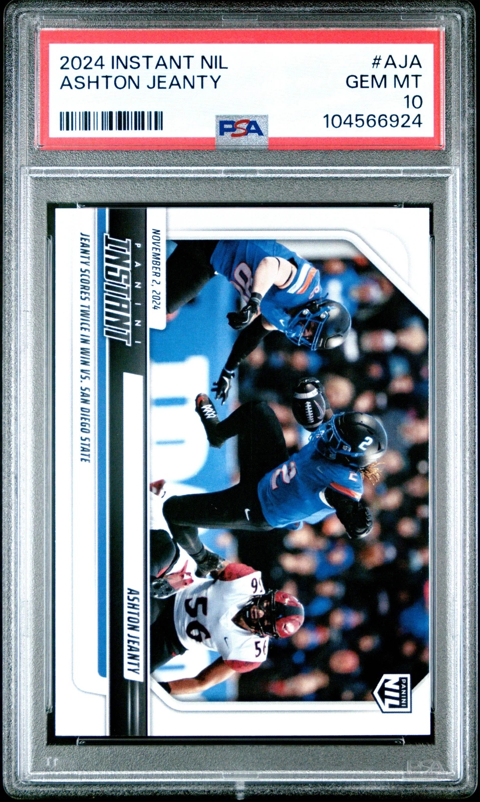 Graded 2024 Panini Instant NIL Ashton Jeanty #AJA Rookie RC Football Card PSA 10