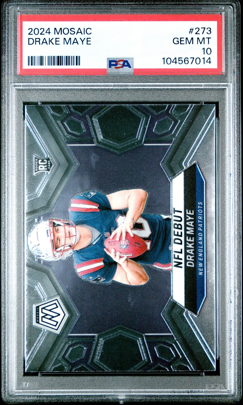 Graded 2024 Panini Mosaic Drake Maye #273 Rookie RC Football Card PSA 10 Gem