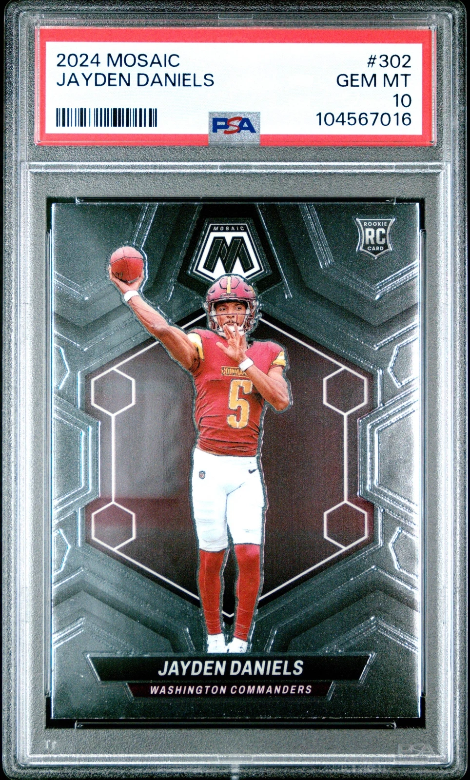 Graded 2024 Panini Mosaic Jayden Daniels #302 Rookie RC Football Card PSA 10