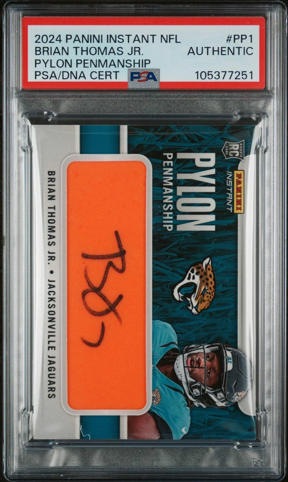 Graded 2024 Panini Instant Brian Thomas PP1 Pylon #/10 Rookie Card PSA Auth Auto