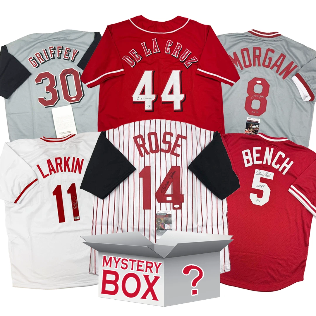 Autographed/Signed Cincinnati Baseball Jersey Mystery Box PSA JSA or Beckett COA