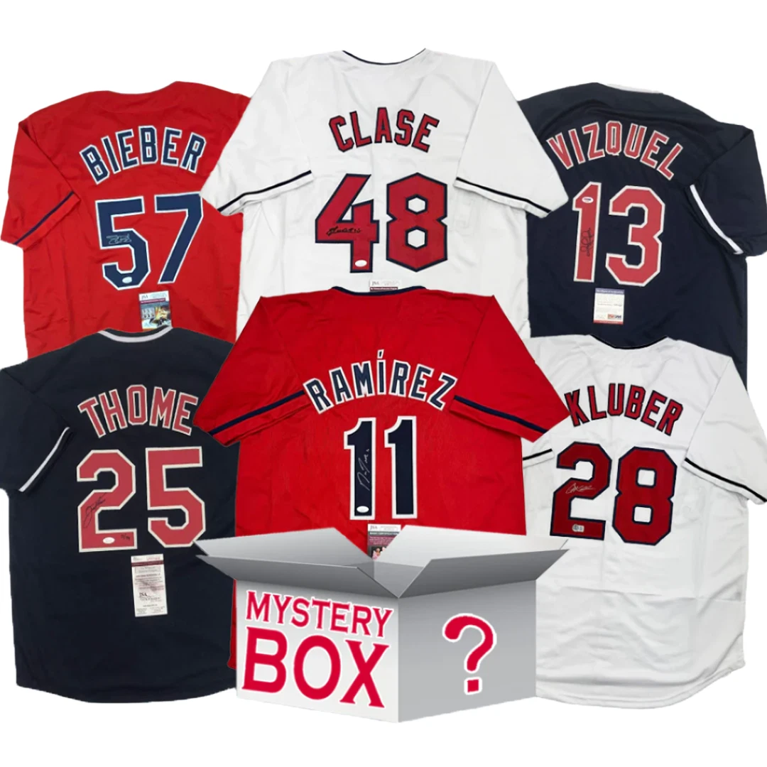 Autographed/Signed Cleveland Baseball Jersey Mystery Box PSA JSA or Beckett COA
