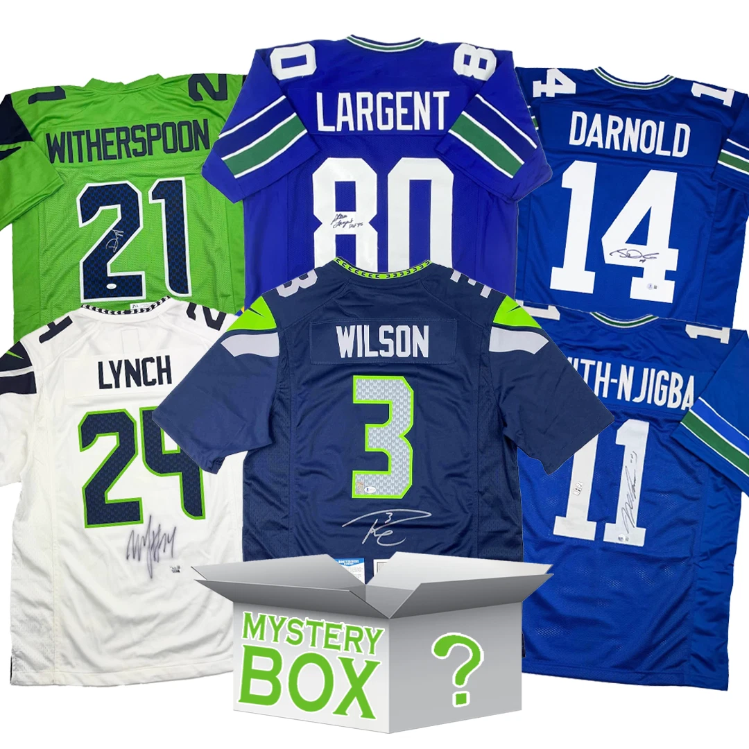 Autographed/Signed Seattle Football Jersey Mystery Box PSA JSA or Beckett COA