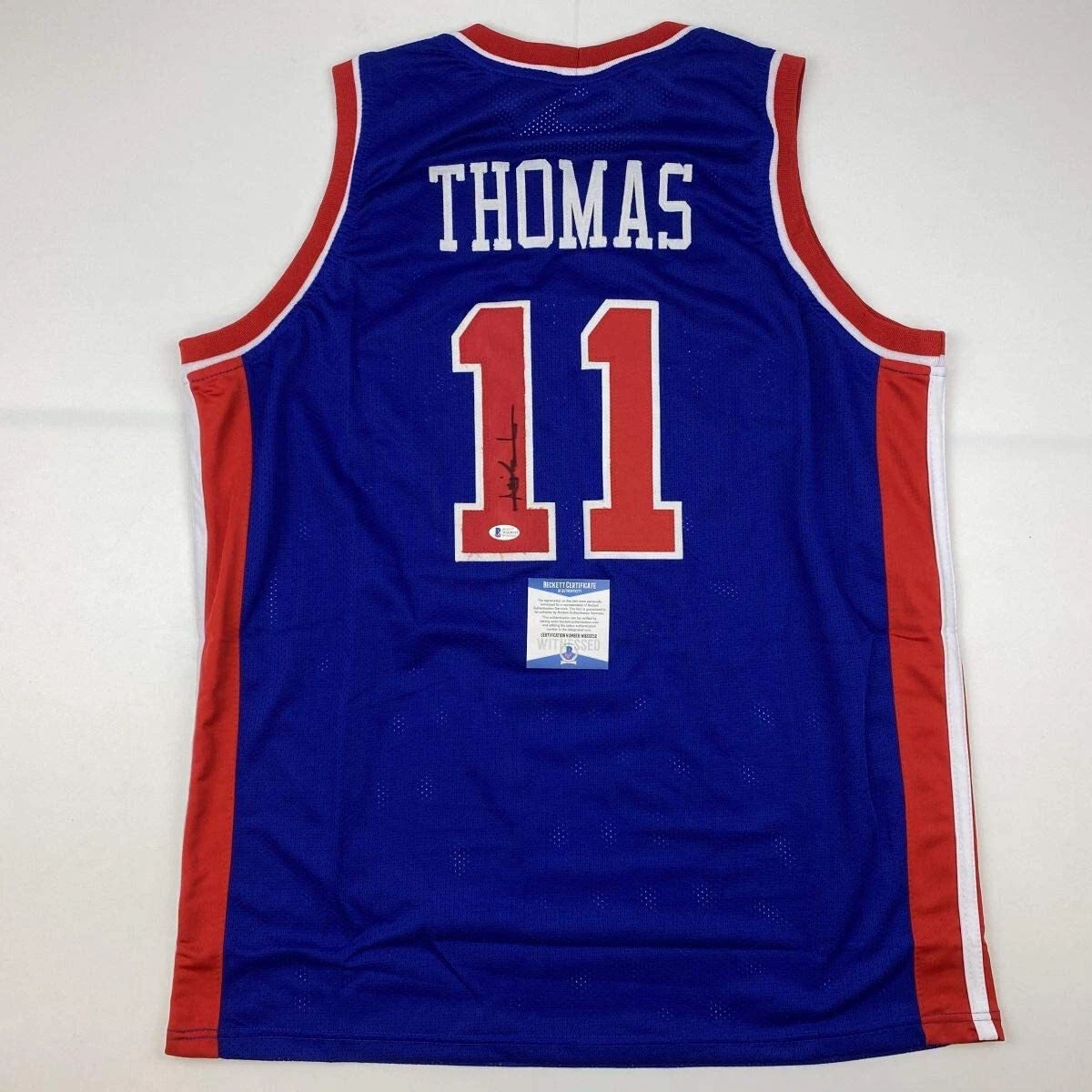 Autographed/Signed ISIAH THOMAS Detroit Blue Basketball Jersey Beckett BAS COA