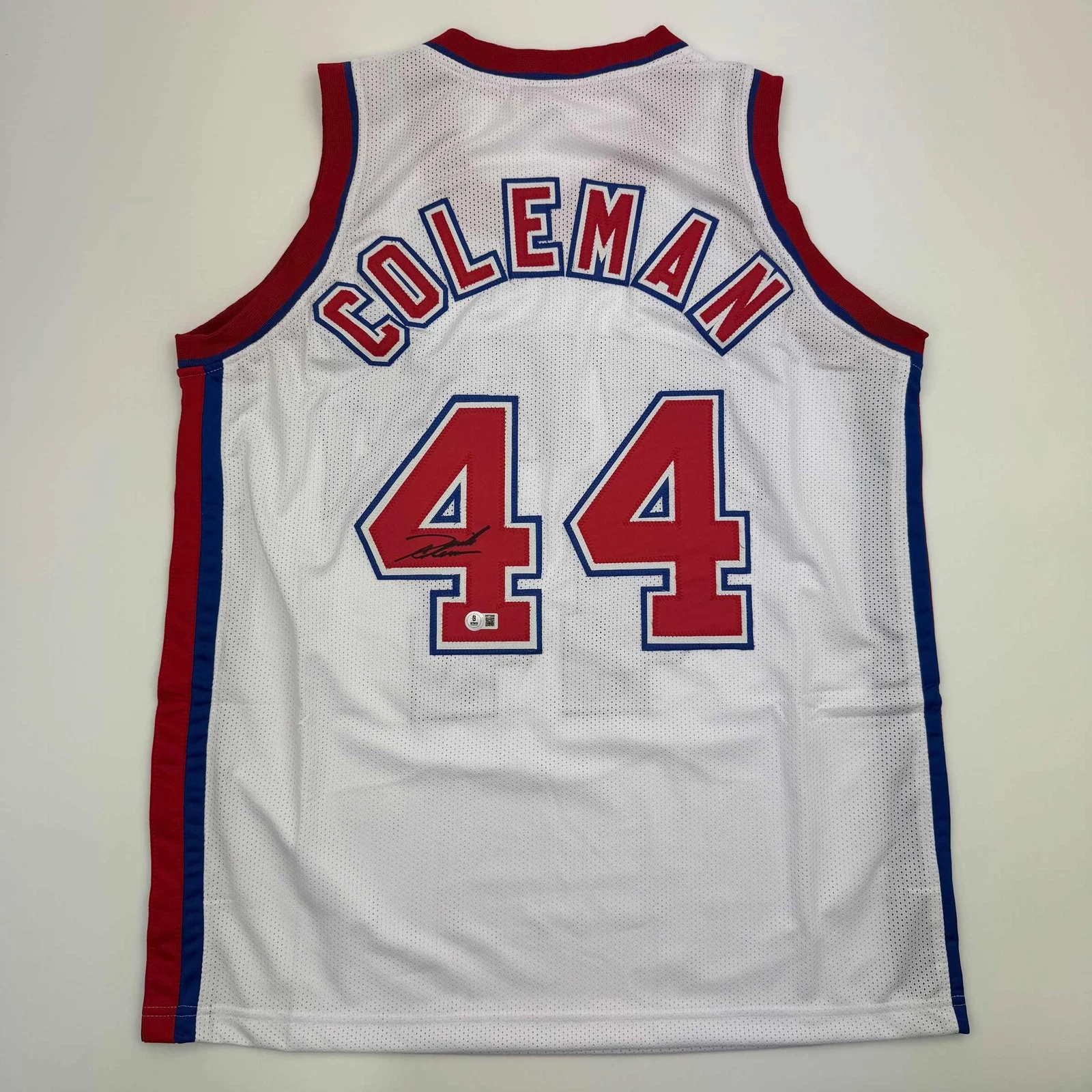 Autographed/Signed Derrick Coleman New Jersey NJ White Basketball Jersey BAS COA