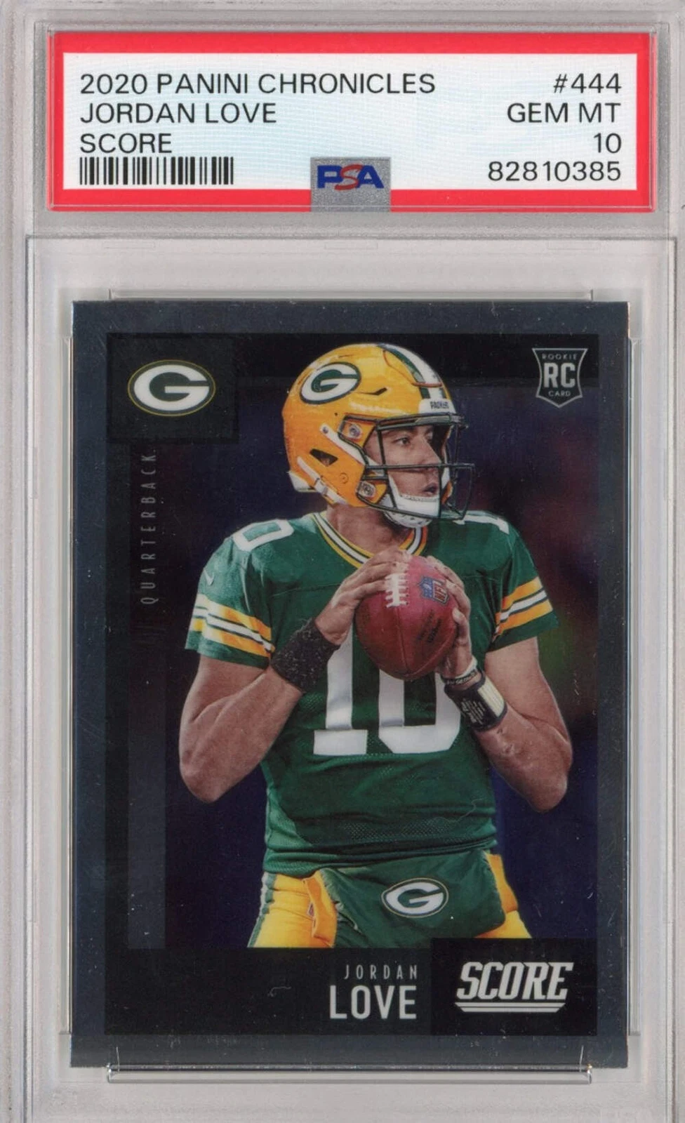 Graded 2020 Panini Chronicles Jordan Love #444 Score Rookie Football Card PSA 10