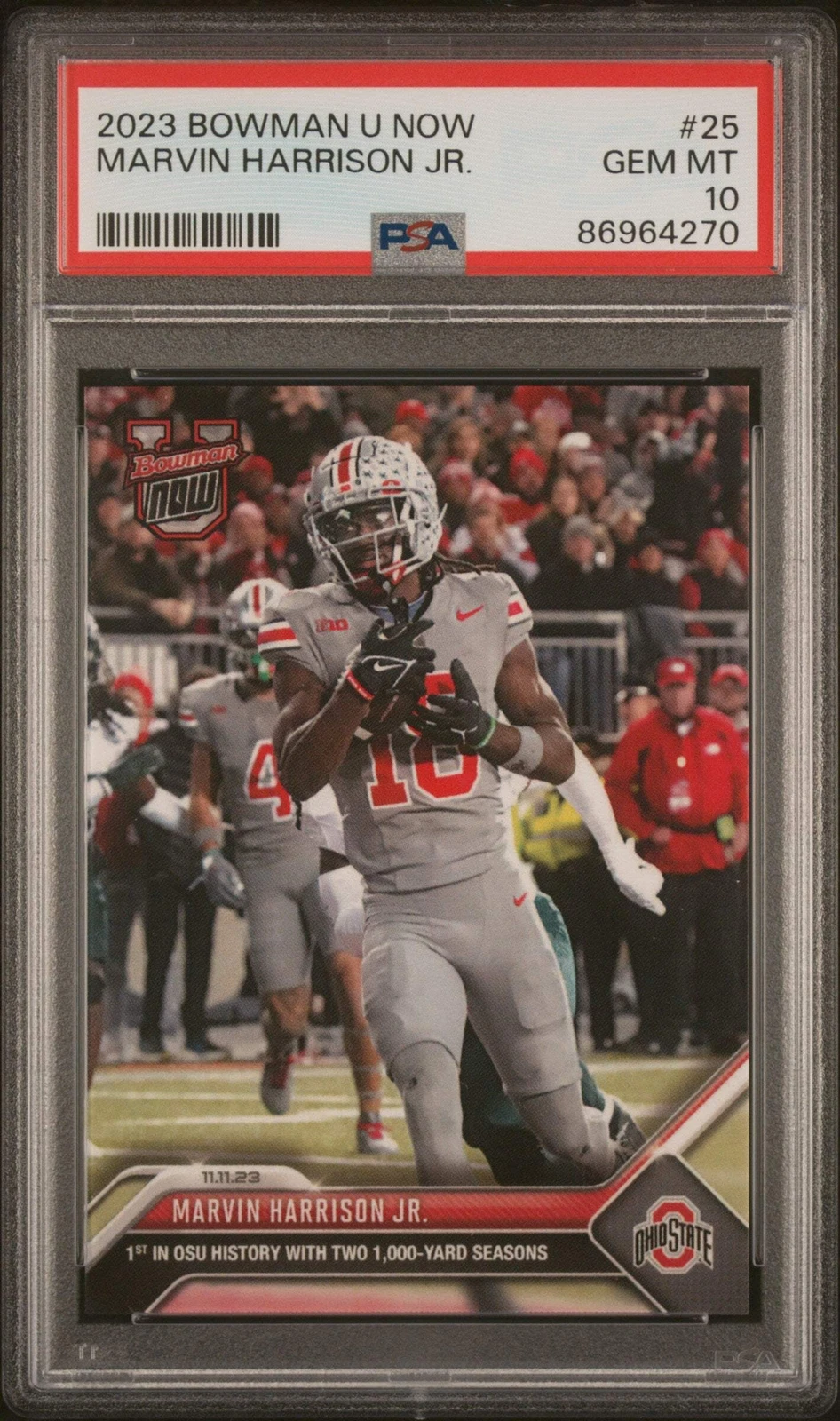 Graded 2023 Topps Bowman U Now Marvin Harrison Jr #25 RC Football Card PSA 10