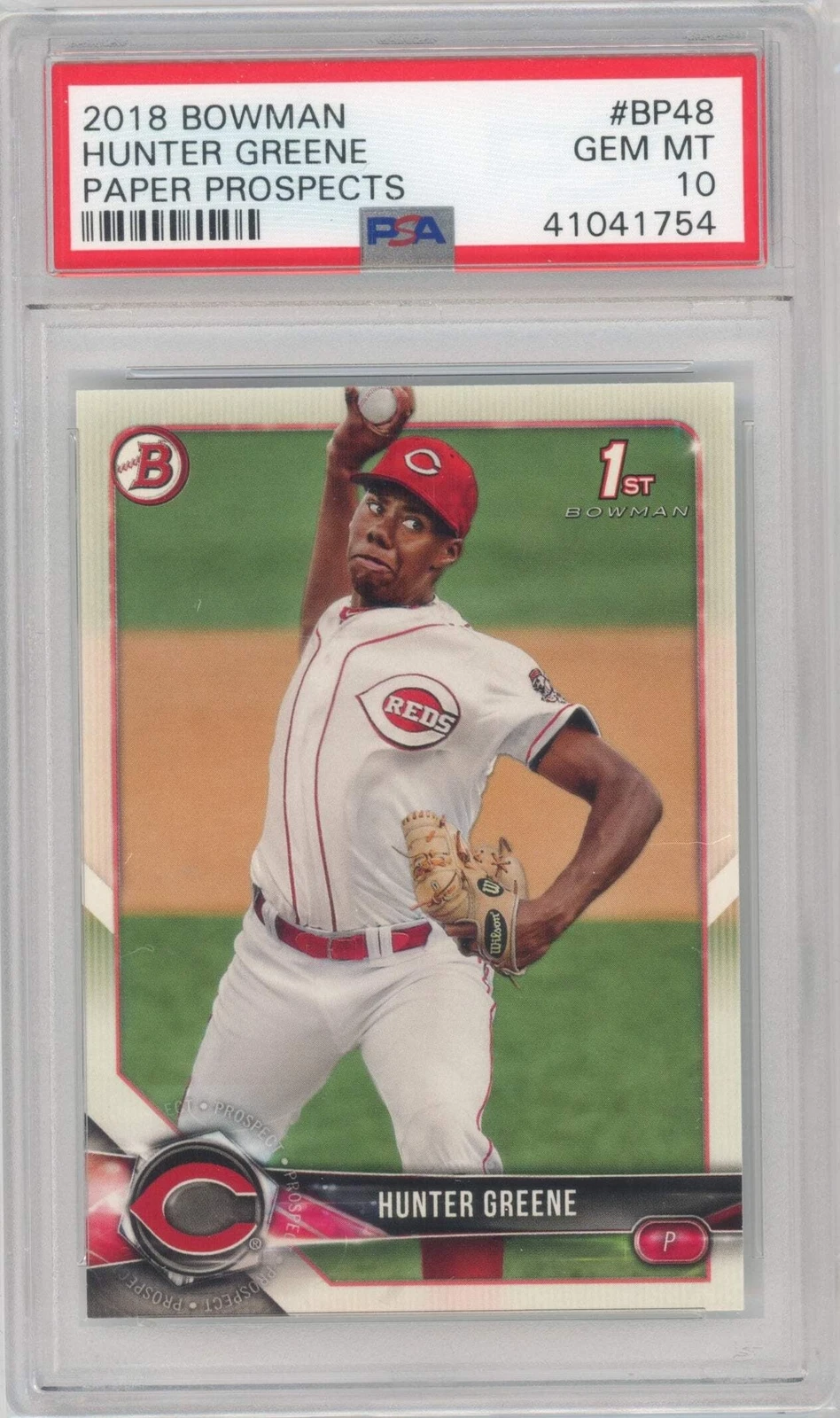 Graded 2018 Bowman Hunter Greene #BP48 Paper Prospects RC Baseball Card PSA 10