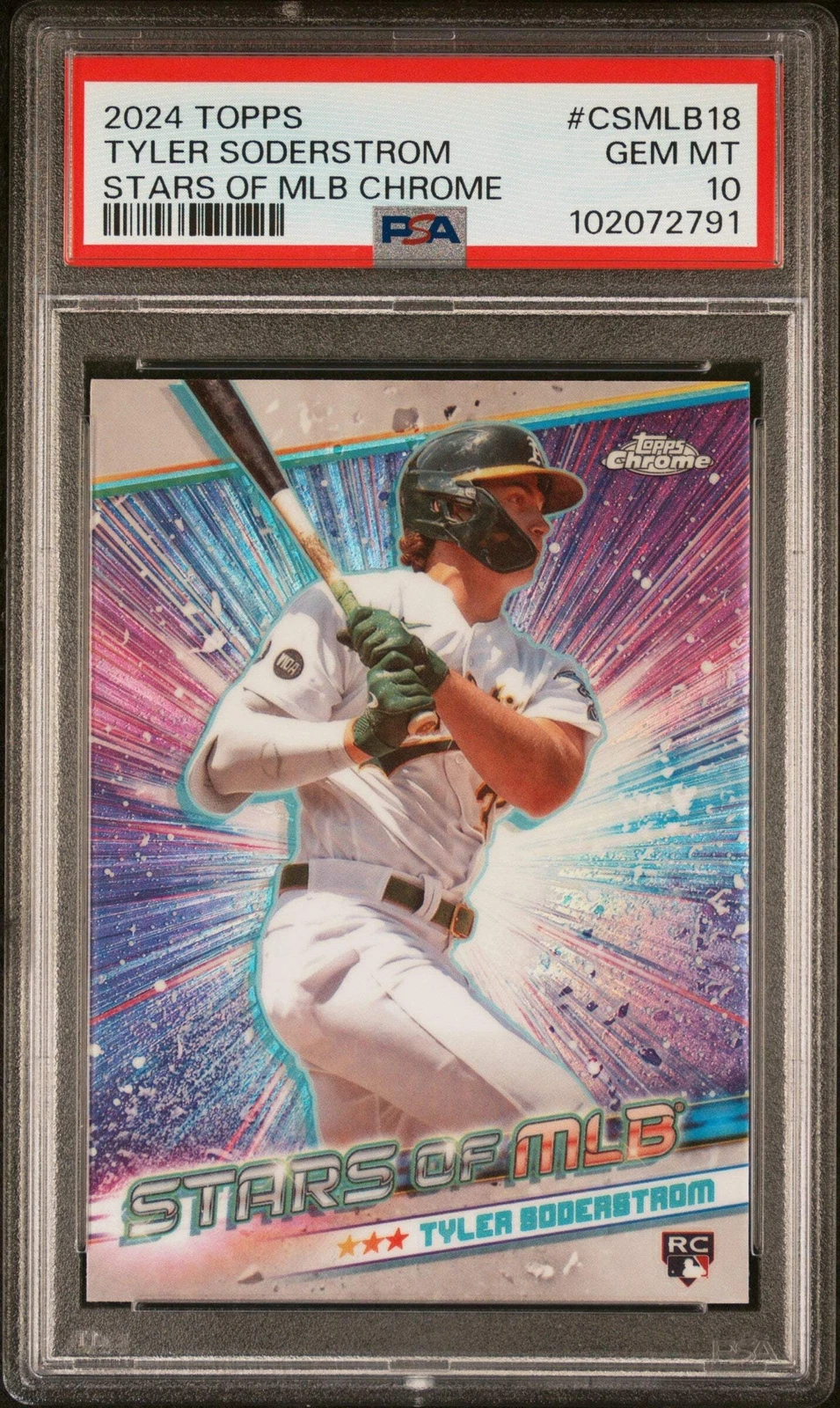 Graded 2024 Topps Tyler Soderstrom #CSMLB18 Stars Chrome RC Baseball Card PSA 10