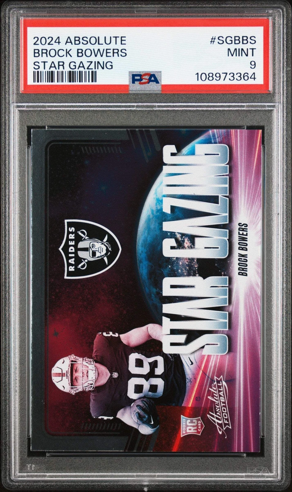 Graded 2024 Panini Absolute Brock Bowers #SGBBS Star Gazing Football Card PSA 9