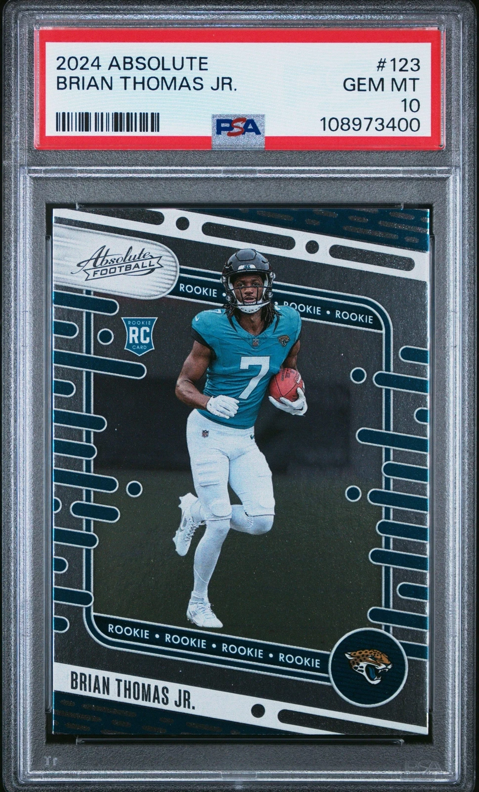 Graded 2024 Panini Absolute Brian Thomas Jr #123 Rookie RC Football Card PSA 10
