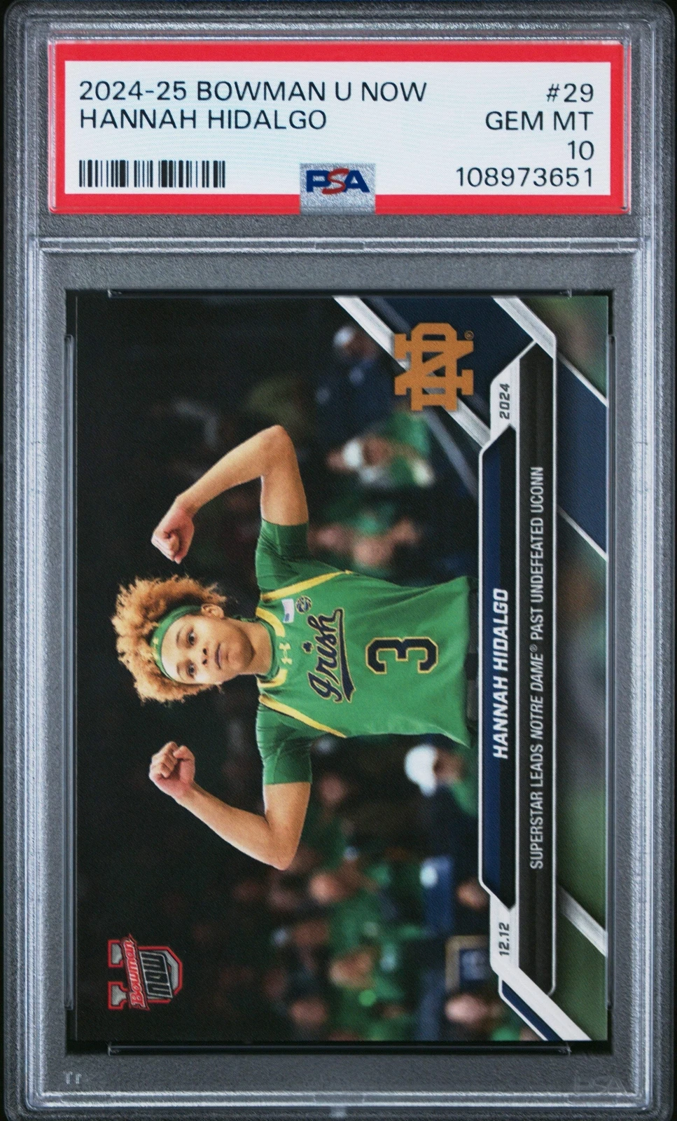 Graded 2024 Topps Bowman U Now Hannah Hidalgo #29 Rookie Basketball Card PSA 10