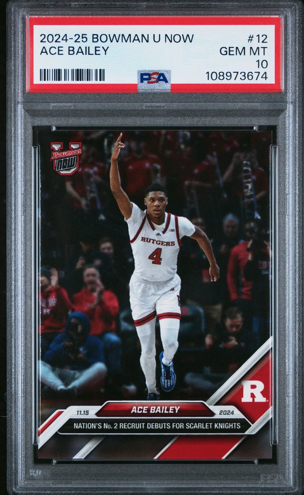 Graded 2024 Topps Bowman U Now Ace Bailey #12 Rookie RC Basketball Card PSA 10