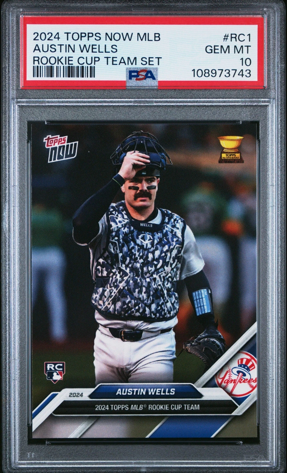Graded 2024 Topps Now Austin Wells #RC1 Rookie Cup RC Baseball Card PSA 10