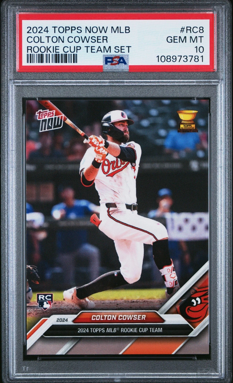 Graded 2024 Topps Now Colton Cowser #RC8 Rookie Cup RC Baseball Card PSA 10