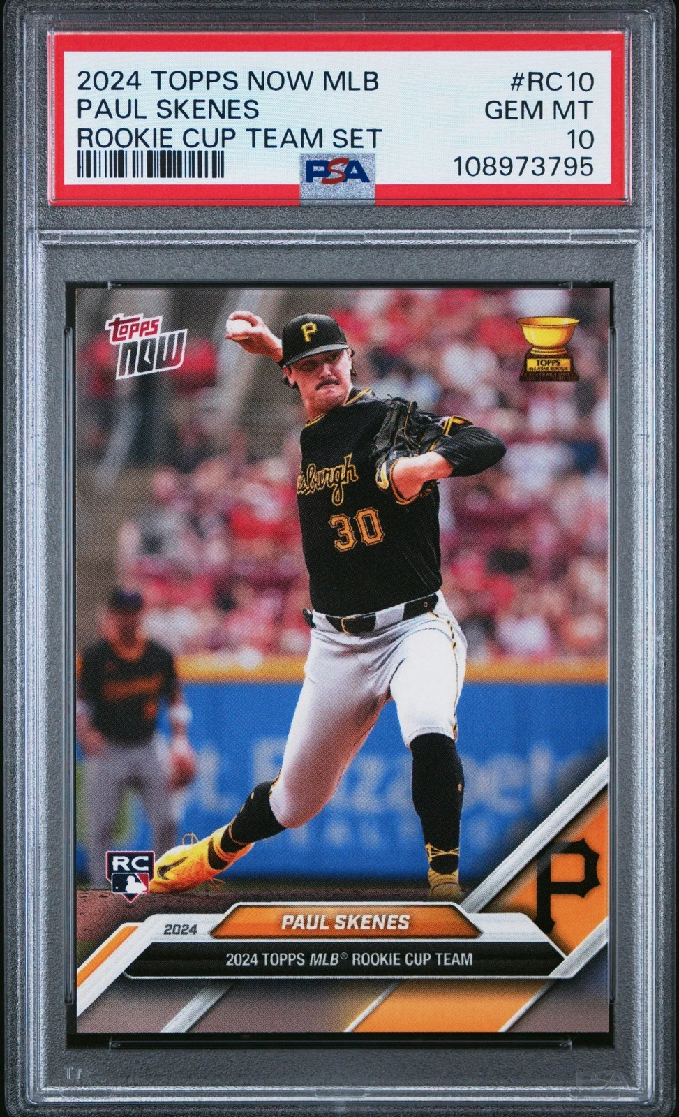 Graded 2024 Topps Now Paul Skenes #RC10 Rookie Cup Baseball Card PSA 10