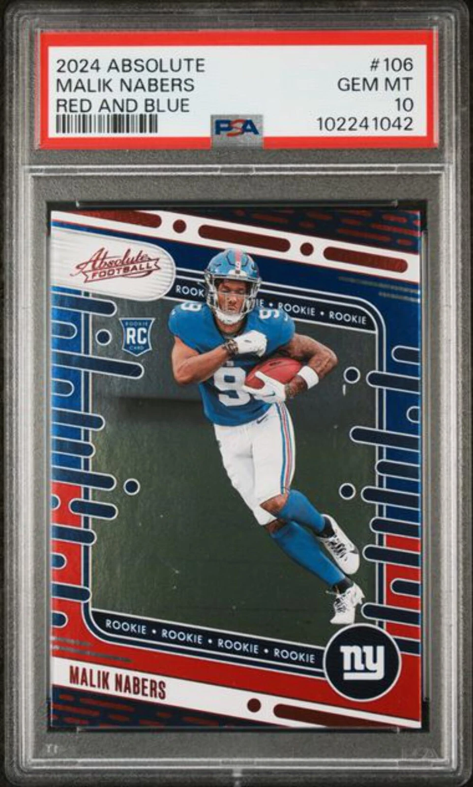 Graded 2024 Panini Absolute Malik Nabers #106 R/B Rookie RC Card PSA 10 Gem Mint