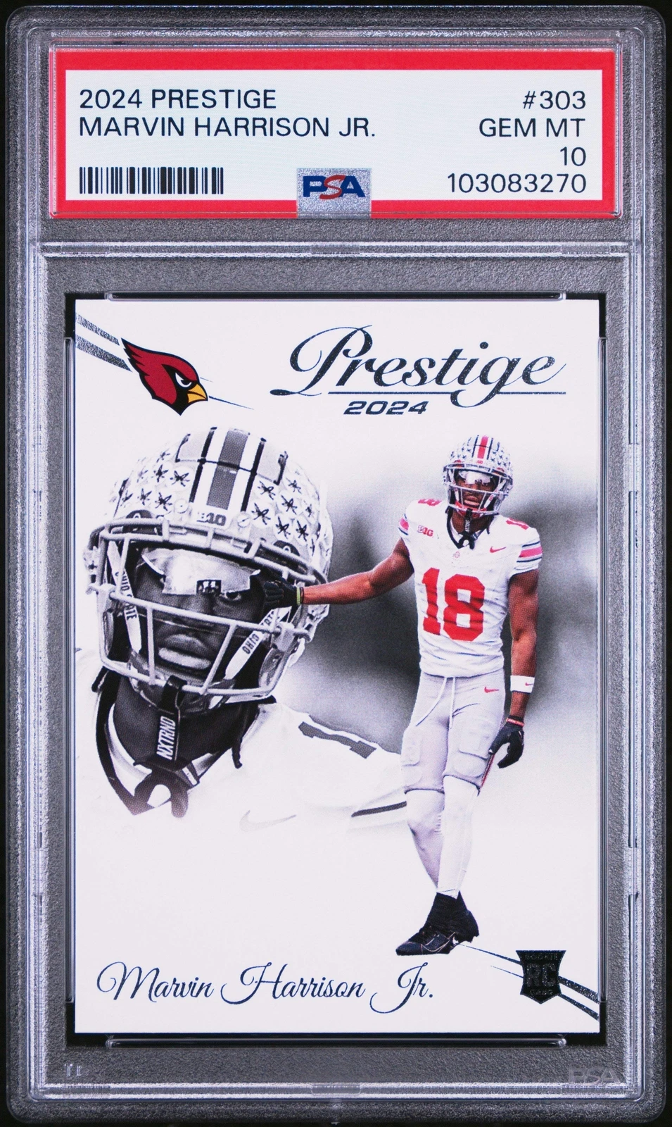 Graded 2024 Panini Prestige Marvin Harrison Jr #303 Rookie Football Card PSA 10