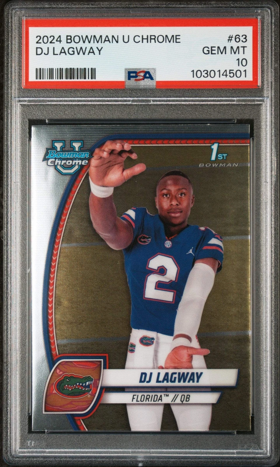 Graded 2024 Topps Bowman U Chrome DJ Lagway #63 Rookie RC Football Card PSA 10
