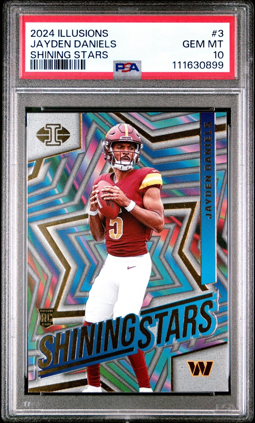 Graded 2024 Illusions Jayden Daniels #3 Shining Stars RC Football Card PSA 10