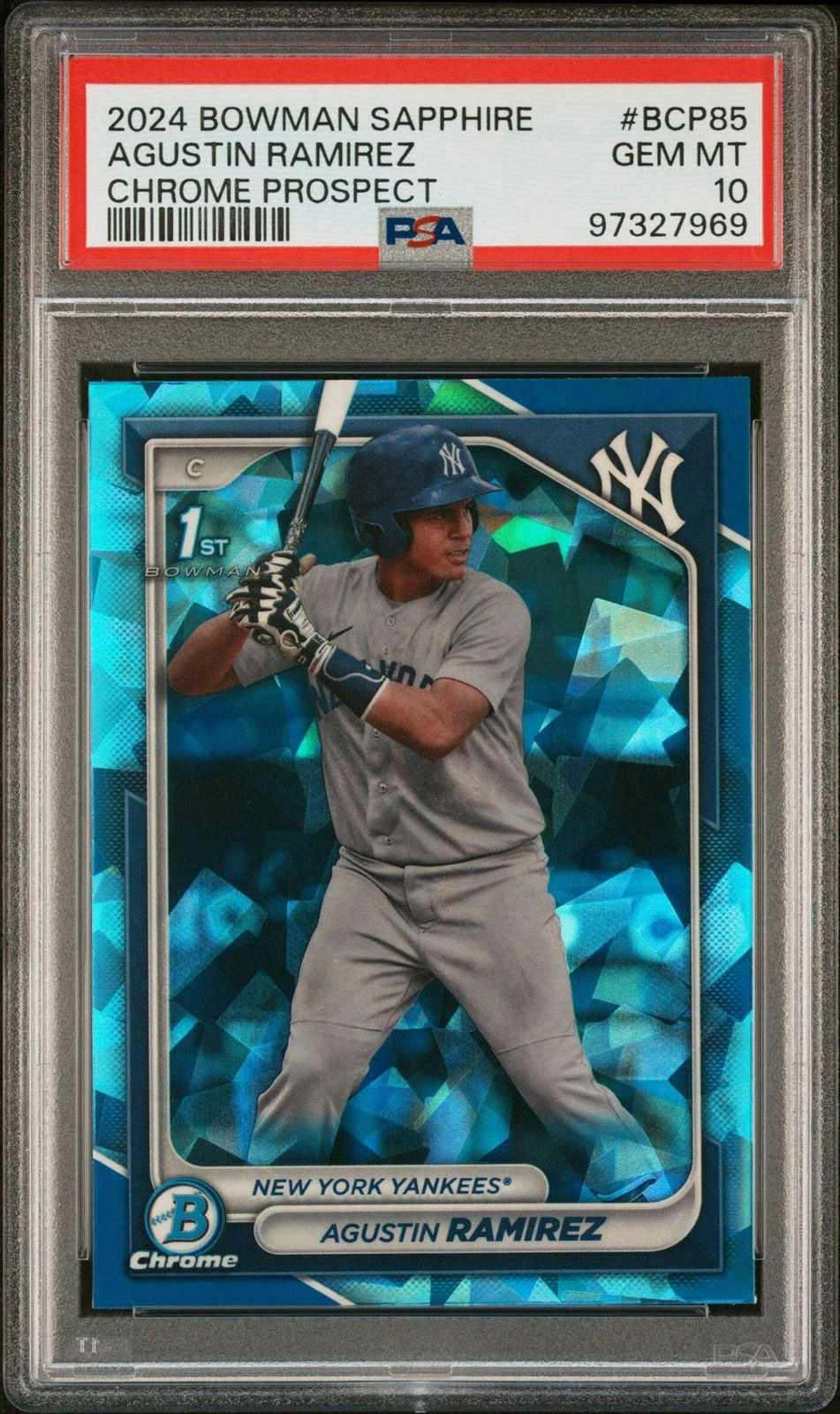 Graded 2024 Bowman Sapphire Agustin Ramirez #BCP85 Chrome Baseball Card PSA 10