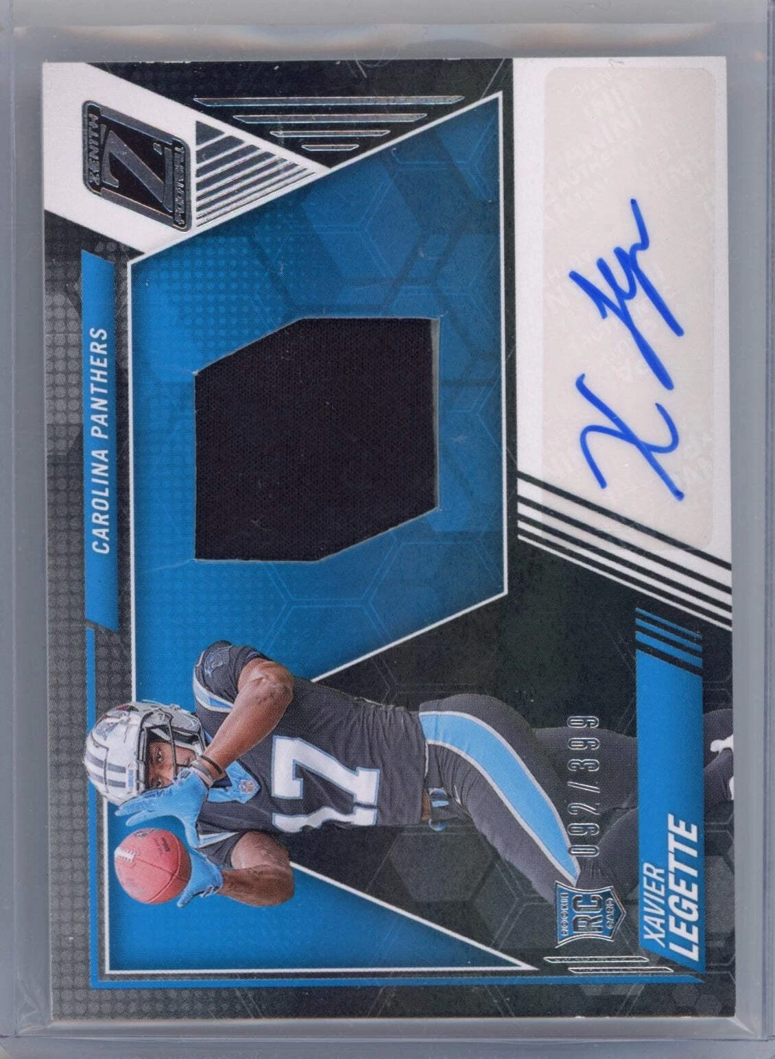 2024 Panini Zenith Xavier Legette #210 Relic Auto /399 Rookie RC Football Card