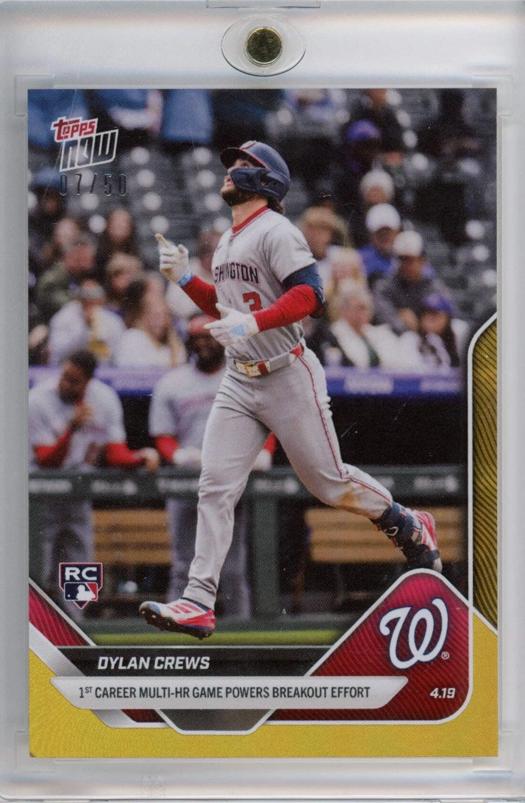 2025 Topps Now Dylan Crews #87 Gold /50 Washington Nationals Rookie RC Baseball