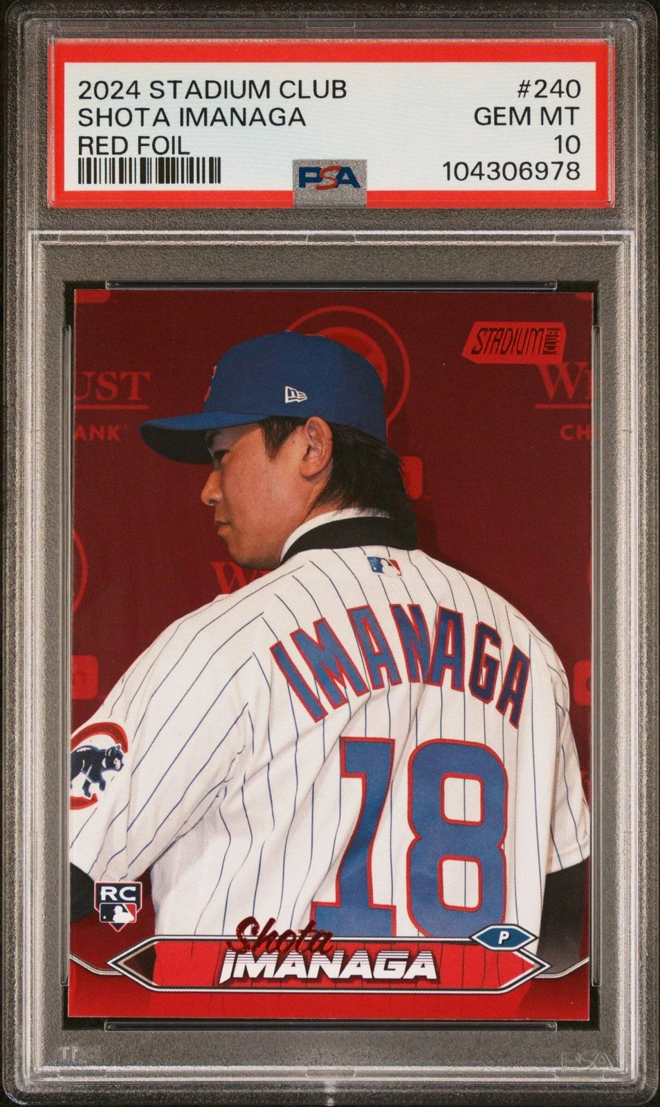Graded 2024 Topps Stadium Club Shota Imanaga #240 Red Foil Baseball Card PSA 10