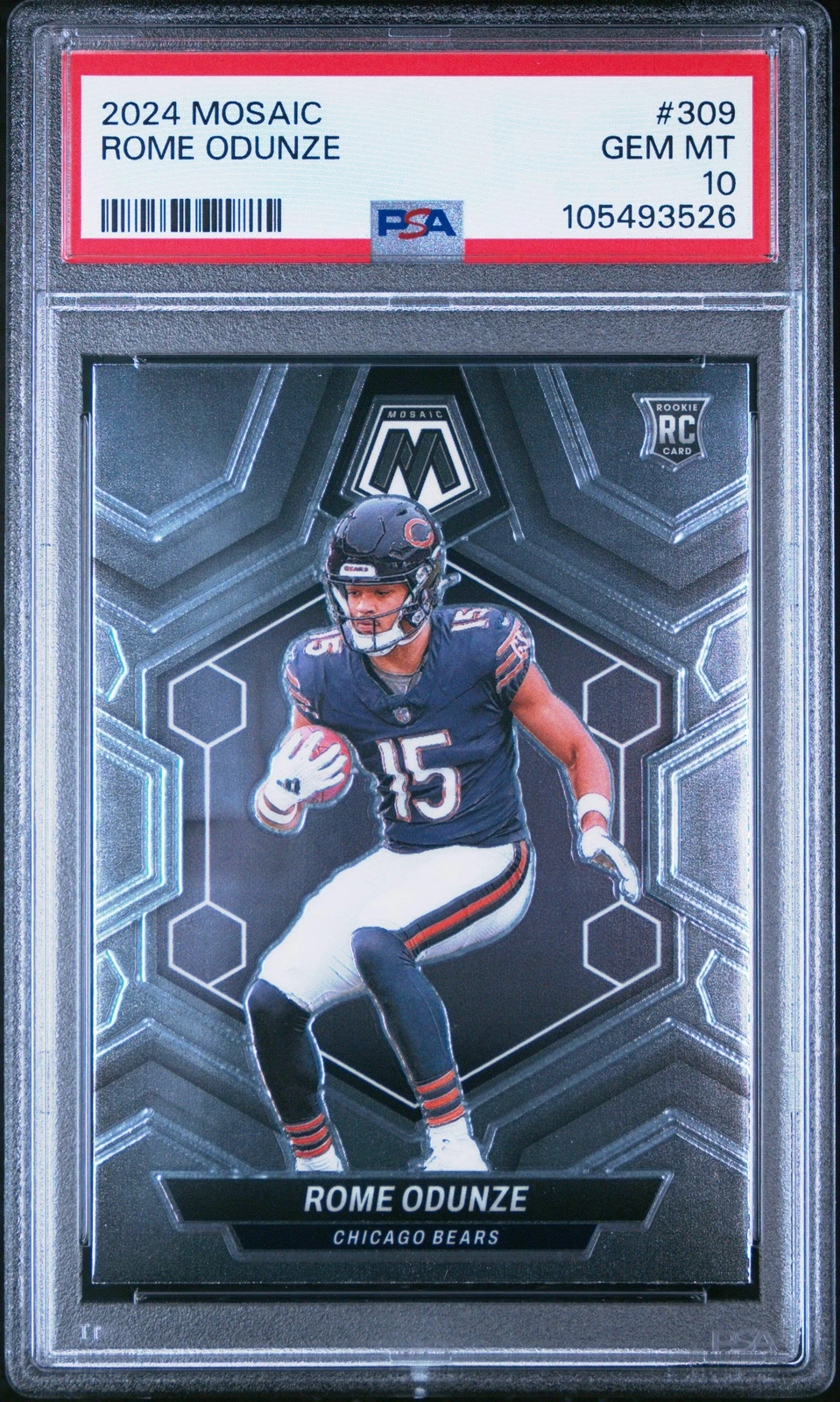 Graded 2024 Panini Mosaic Rome Odunze #309 Rookie RC Football Card PSA 10