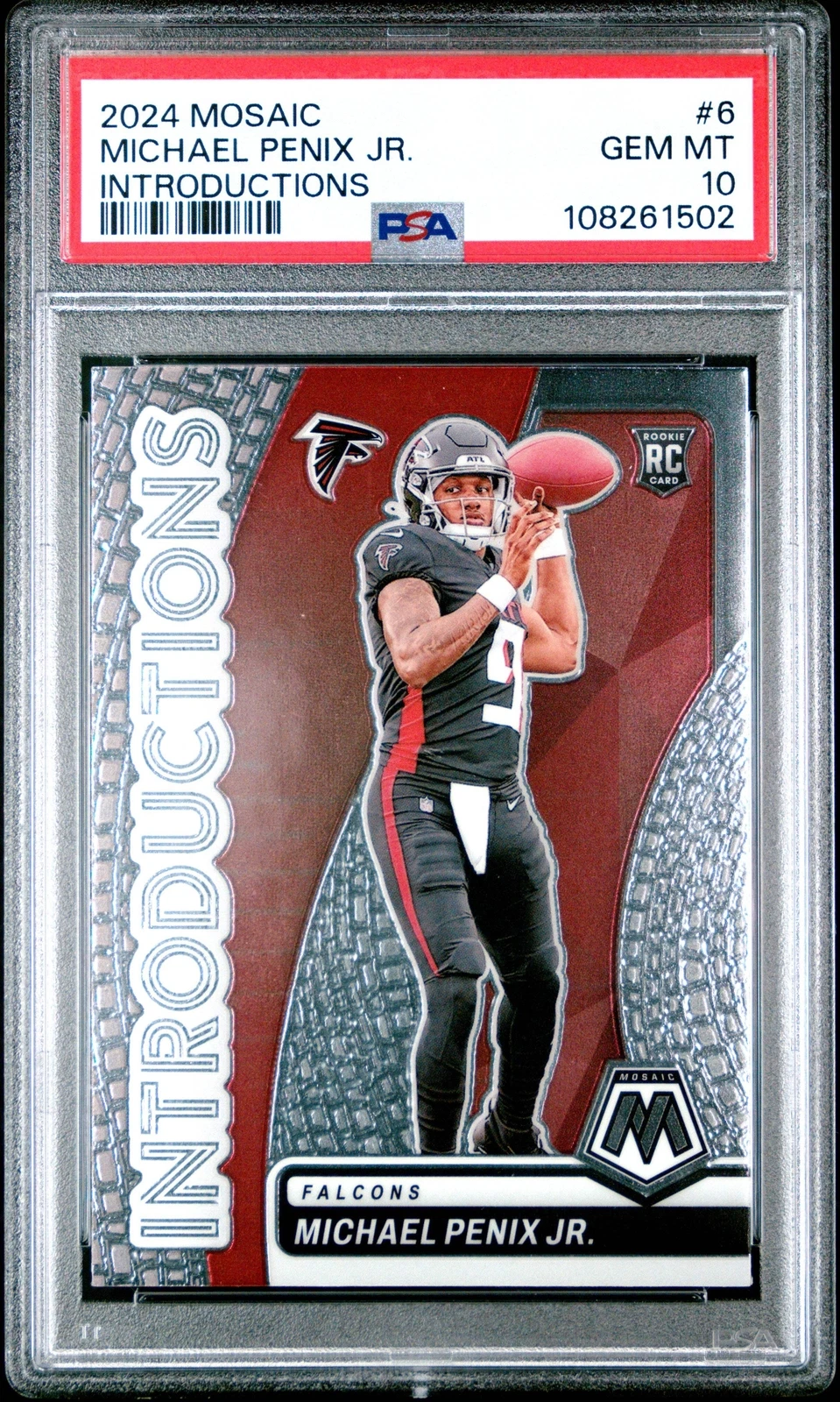 Graded 2024 Panini Mosaic Michael Penix Jr #6 Intros RC Football Card PSA 10