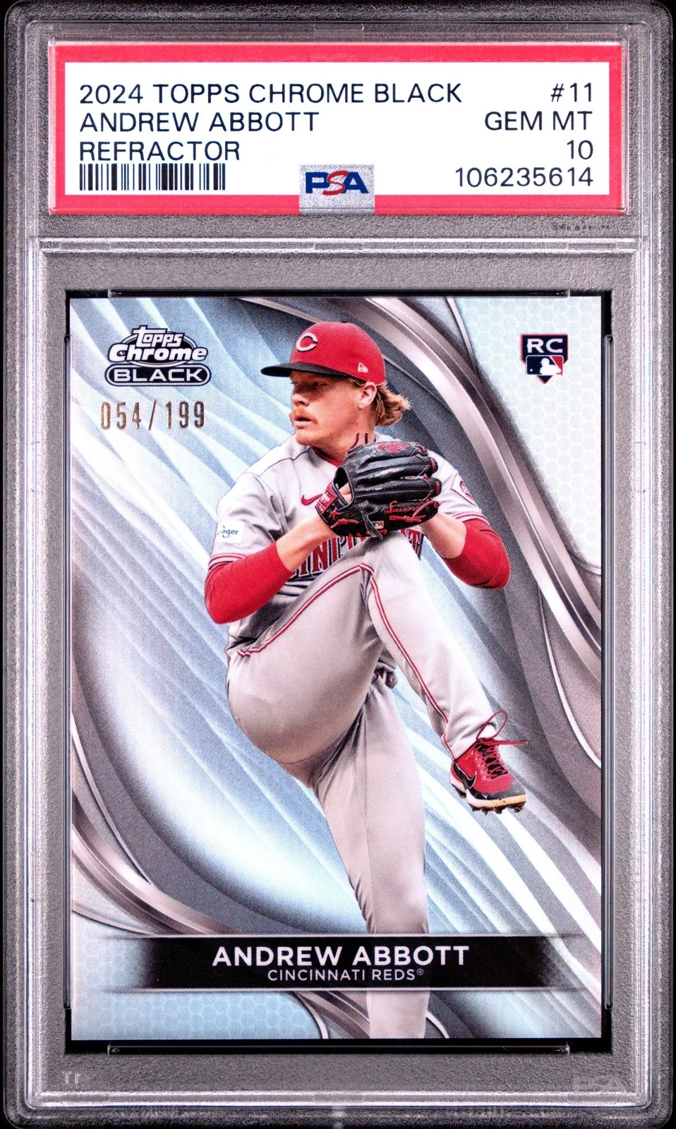 Graded 2024 Topps Chrome Black Andrew Abbott #11 REF /199 Baseball Card PSA 10