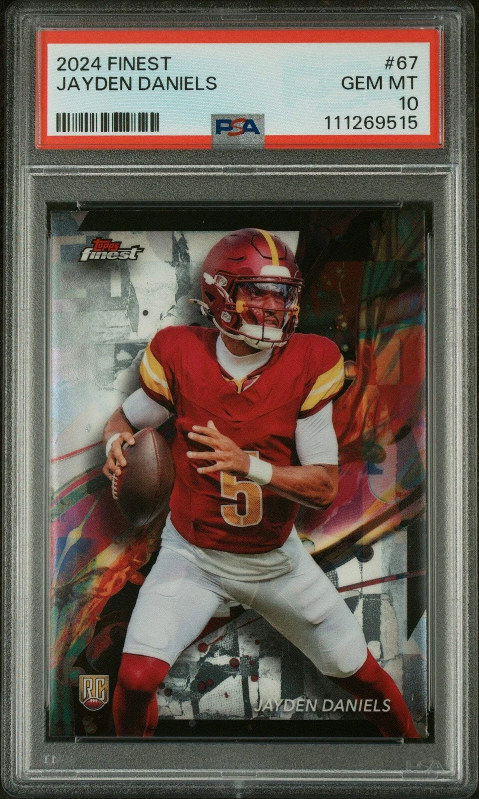 Graded 2024 Topps Finest Jayden Daniels #67 Rookie RC Football Card PSA 10