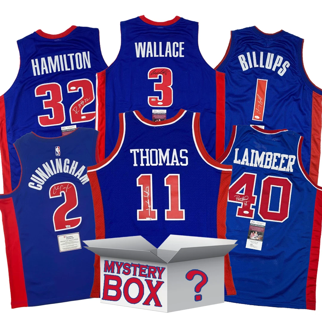 Autographed/Signed Detroit Basketball Jersey Mystery Box with PSA JSA or BAS COA