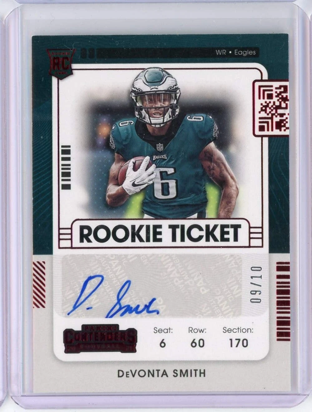 2021 Panini Contenders Red Rookie Ticket Devonta Smith #107 /10 Auto Rookie Card